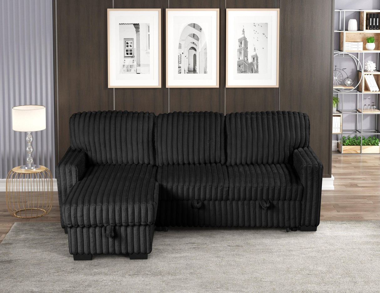 Poland Black Reversible Sectional With Pull-Out Bed by Happy Homes at Eve Furniture