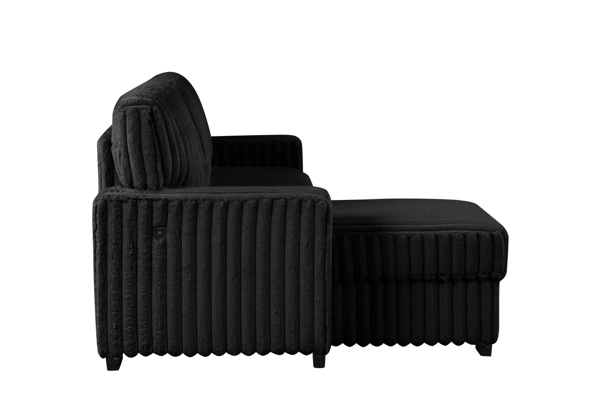 Poland Black Reversible Sectional With Pull-Out Bed by Happy Homes at Eve Furniture