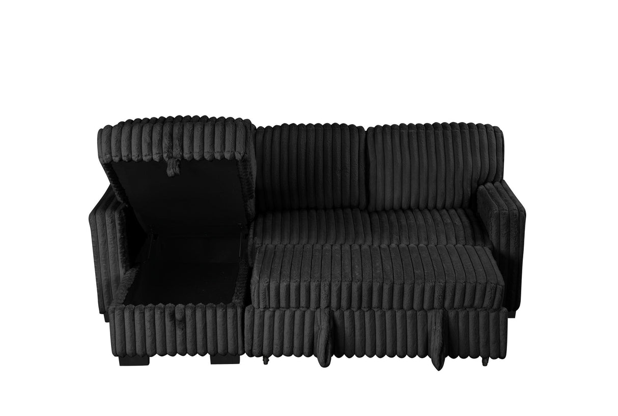 Poland Black Reversible Sectional With Pull-Out Bed by Happy Homes at Eve Furniture