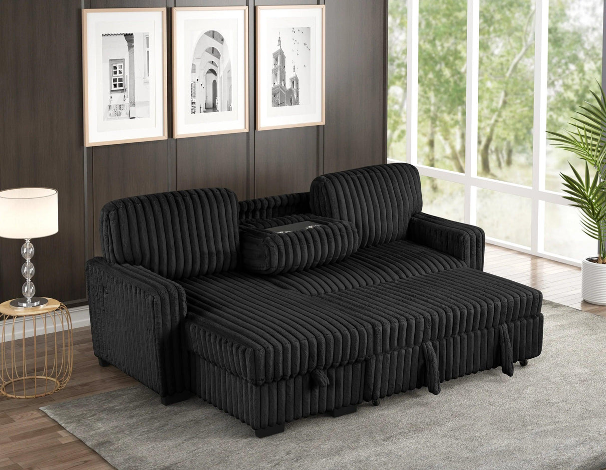 Poland Black Reversible Sectional With Pull-Out Bed by Happy Homes at Eve Furniture