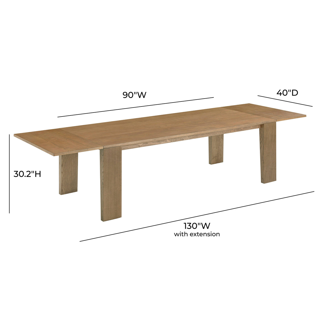 Polly Natural Ash Extendable Rectangular Dining Table by TOV Furniture at Eve Furniture