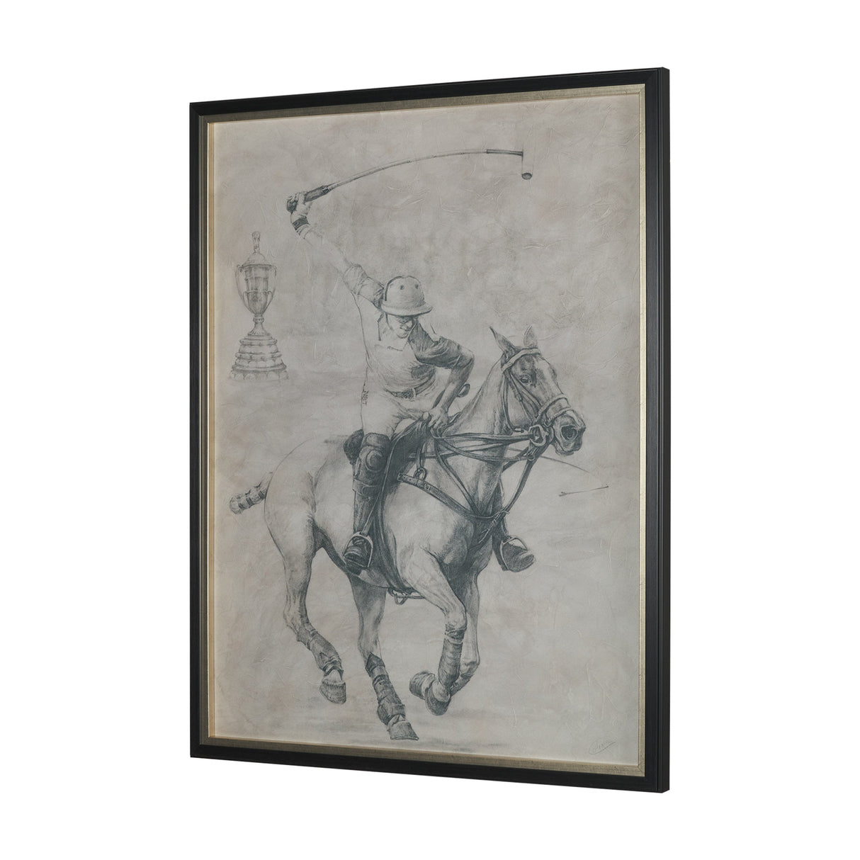 Polo Player I by Mercana Studio a Hand Embellished Textured Framed Art Print Matted under Glass by Mercana at Eve Furniture