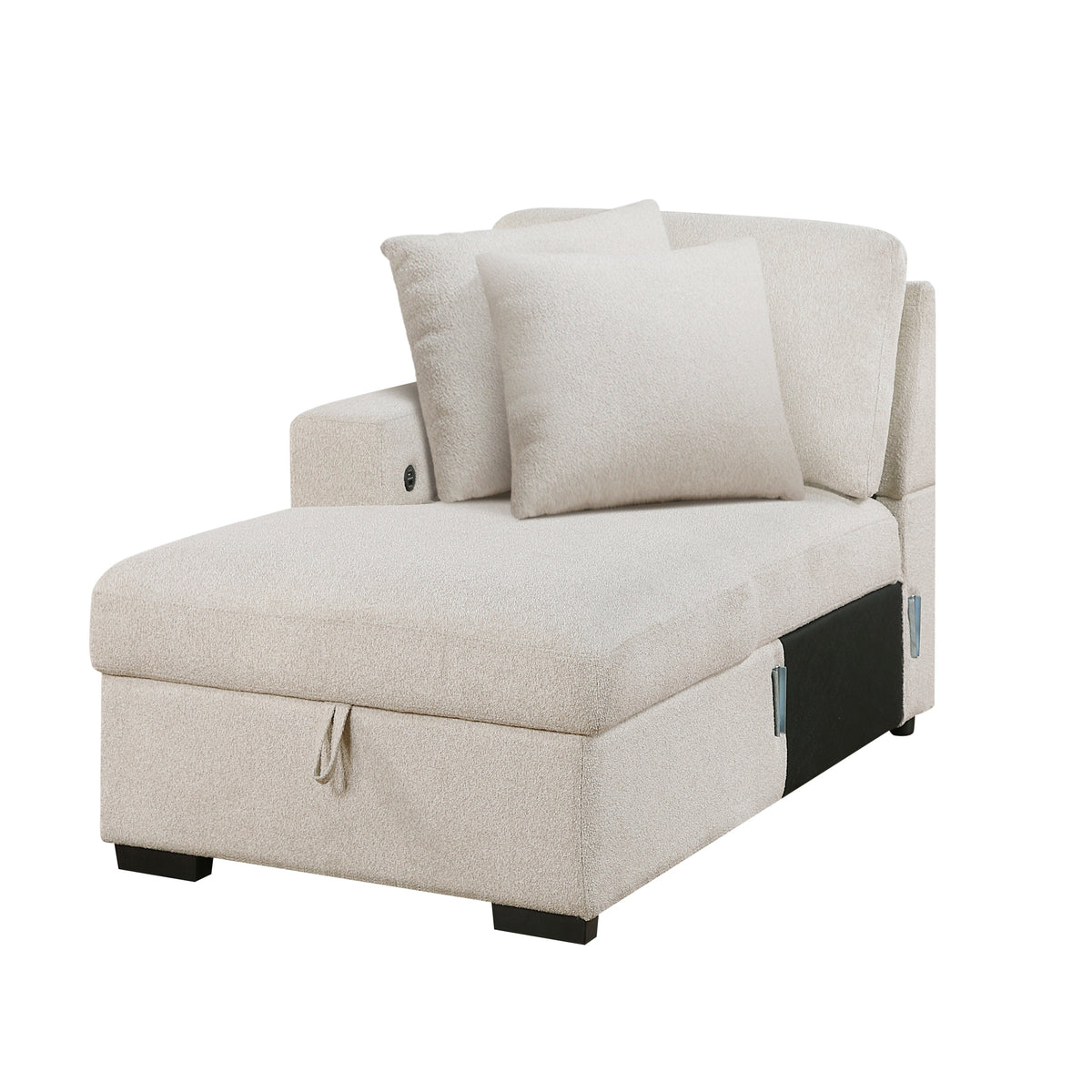 Pompano Beige 2-Piece Boucle Sectional with Left Chaise, Pull-out Bed and Hidden Storage by Homelegance at Eve Furniture