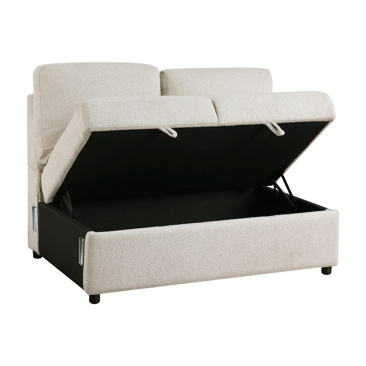 Pompano Beige 3-Piece Sectional with Left Chaise, Pull-out Bed and Hidden Storages, Charging Ports by Homelegance at Eve Furniture