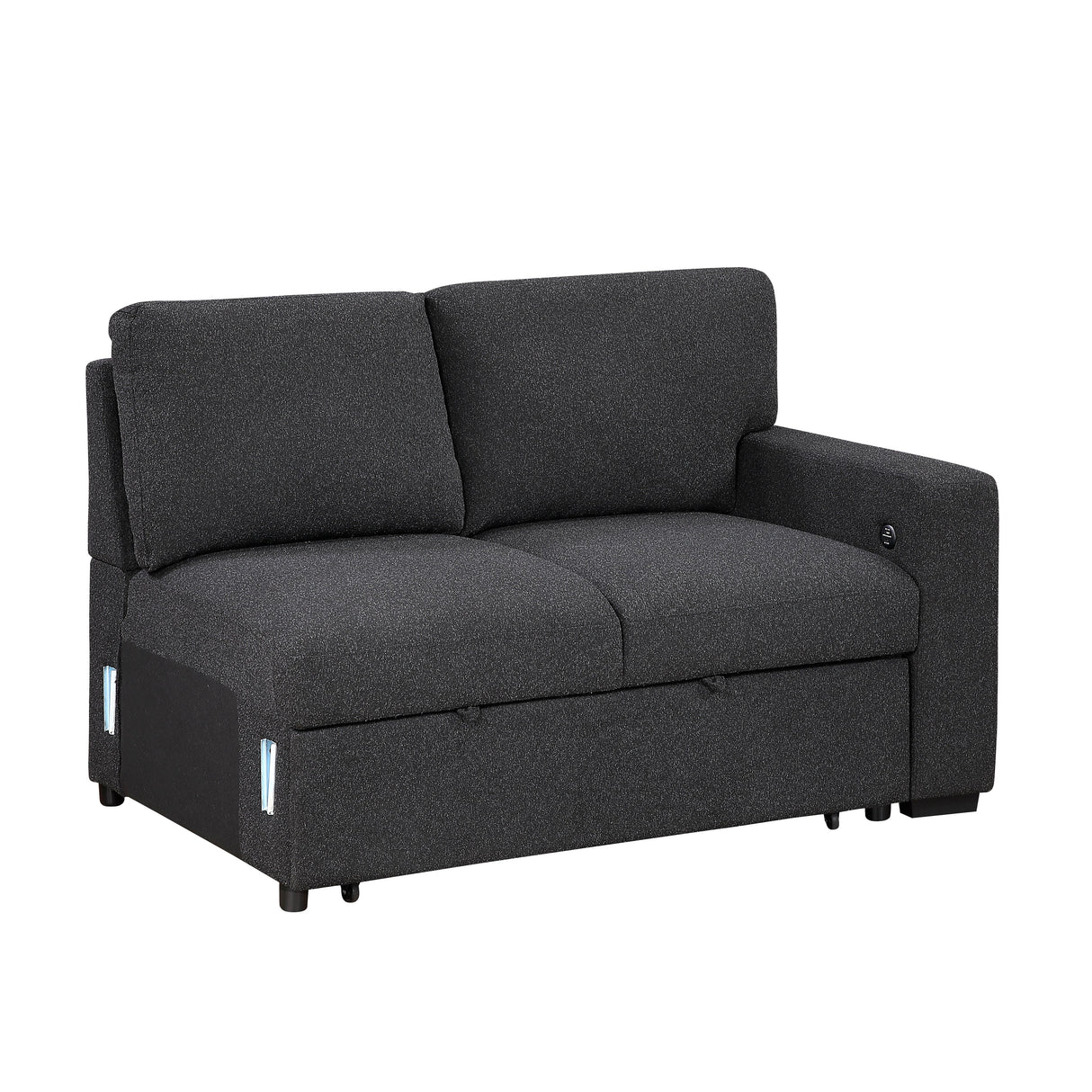 Pompano Black Boucle 3-Piece Sectional with Left Chaise and Pull-out Bed by Homelegance at Eve Furniture