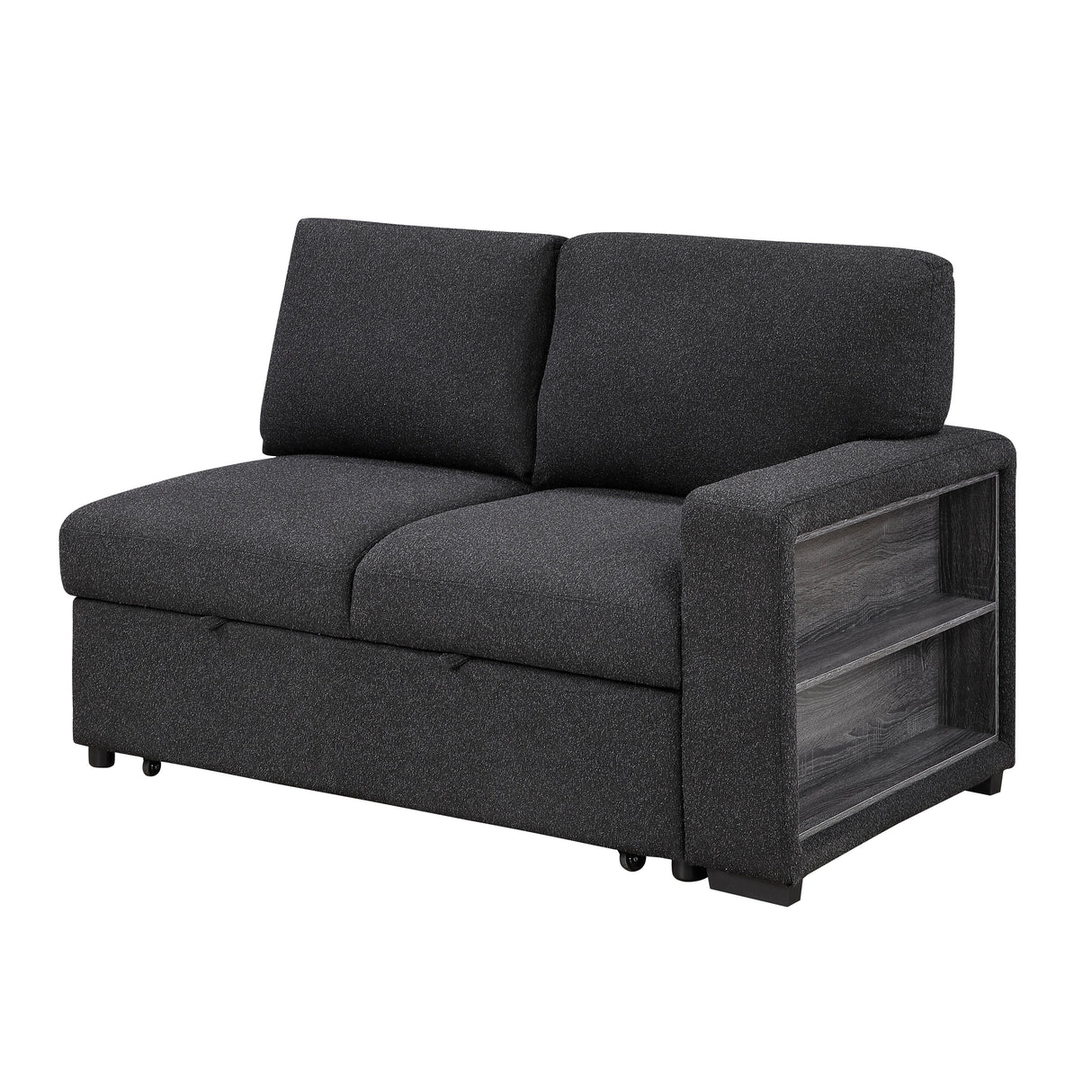 Pompano Black Boucle 3-Piece Sectional with Left Chaise and Pull-out Bed by Homelegance at Eve Furniture