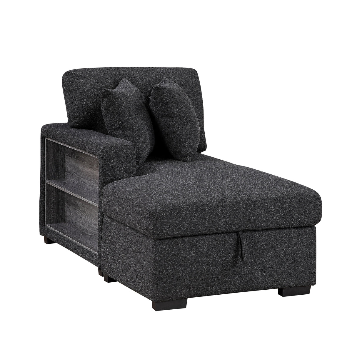 Pompano Black Boucle 3-Piece Sectional with Left Chaise and Pull-out Bed by Homelegance at Eve Furniture