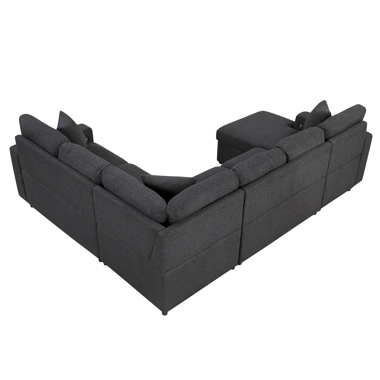 Pompano Black Boucle 4-Piece Sectional with Left Chaise and Pull-out Bed by Homelegance at Eve Furniture