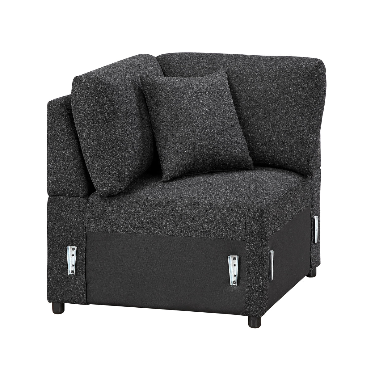 Pompano Black Boucle 4-Piece Sectional with Right Chaise and Pull-out Bed by Homelegance at Eve Furniture