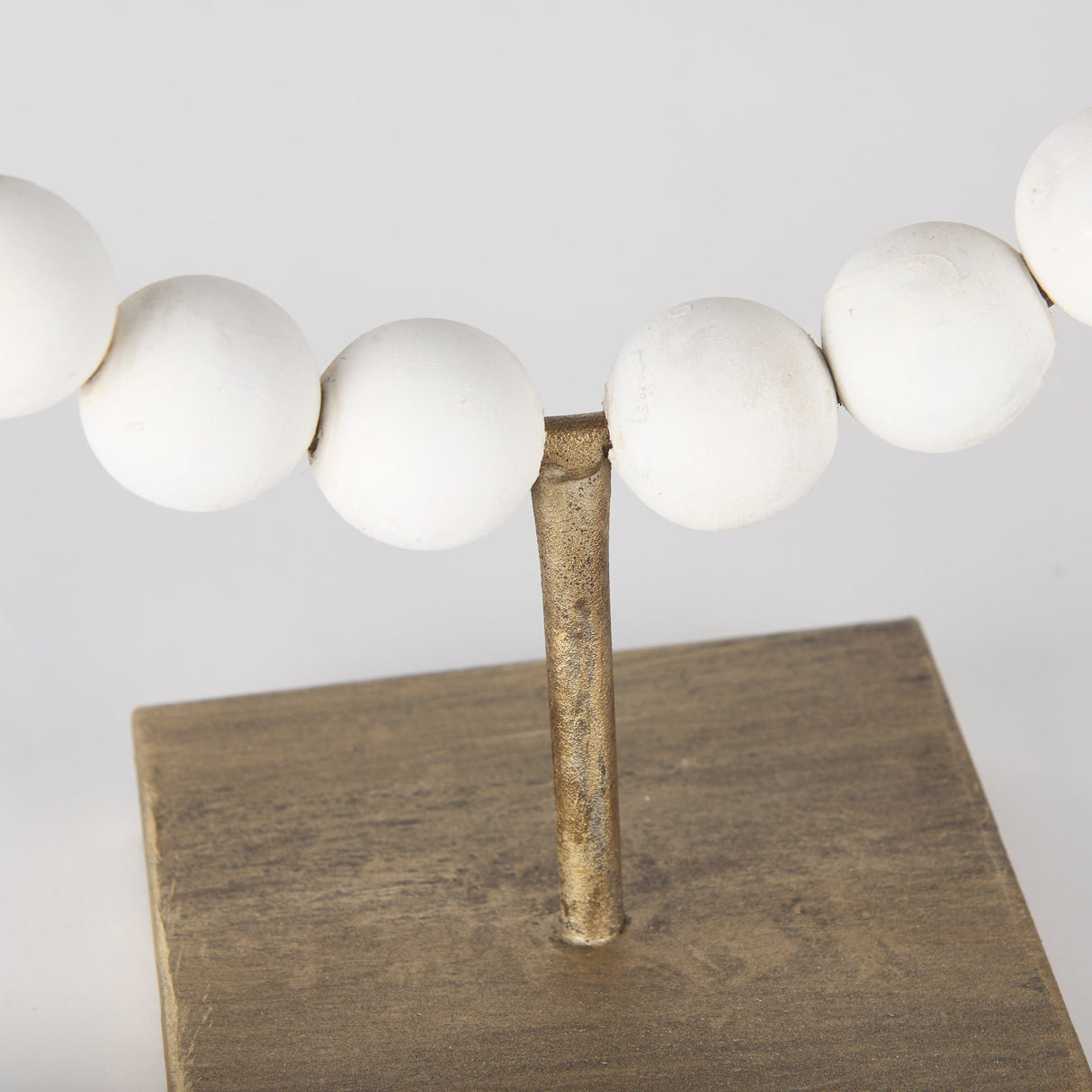 Pontchartrain I (Small) 9L x 5W White Beaded Broken Sphere Decorative Object W/ Gold Base by Mercana at Eve Furniture