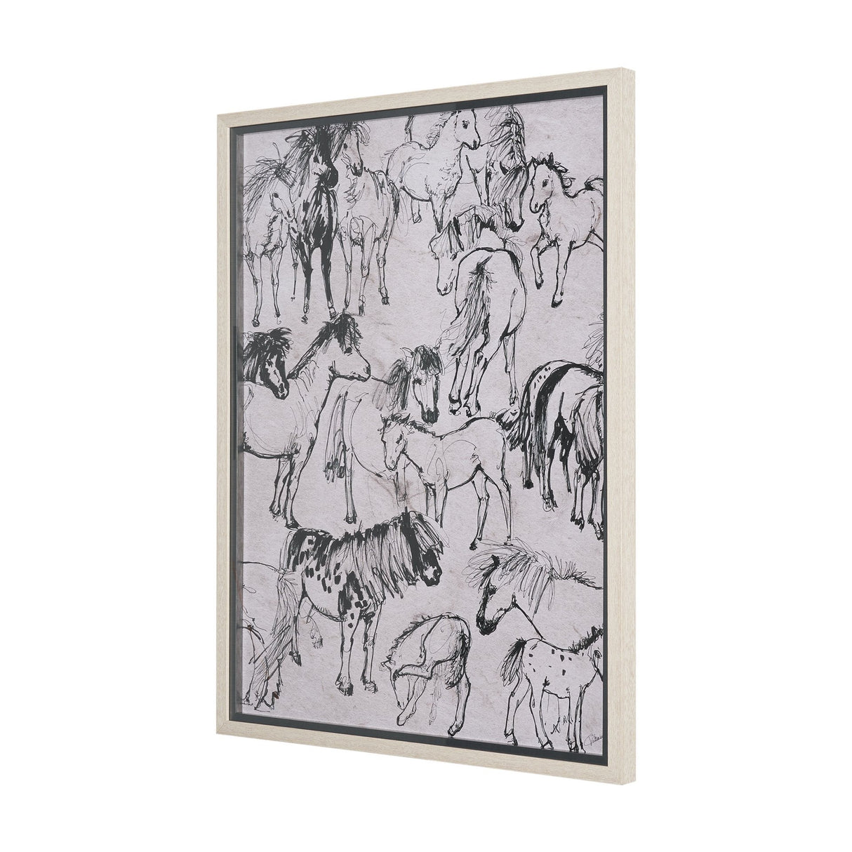 Pony Sketches I by Mercana Studio Hand-Embellished Framed Artwork Matted under Glass by Mercana at Eve Furniture