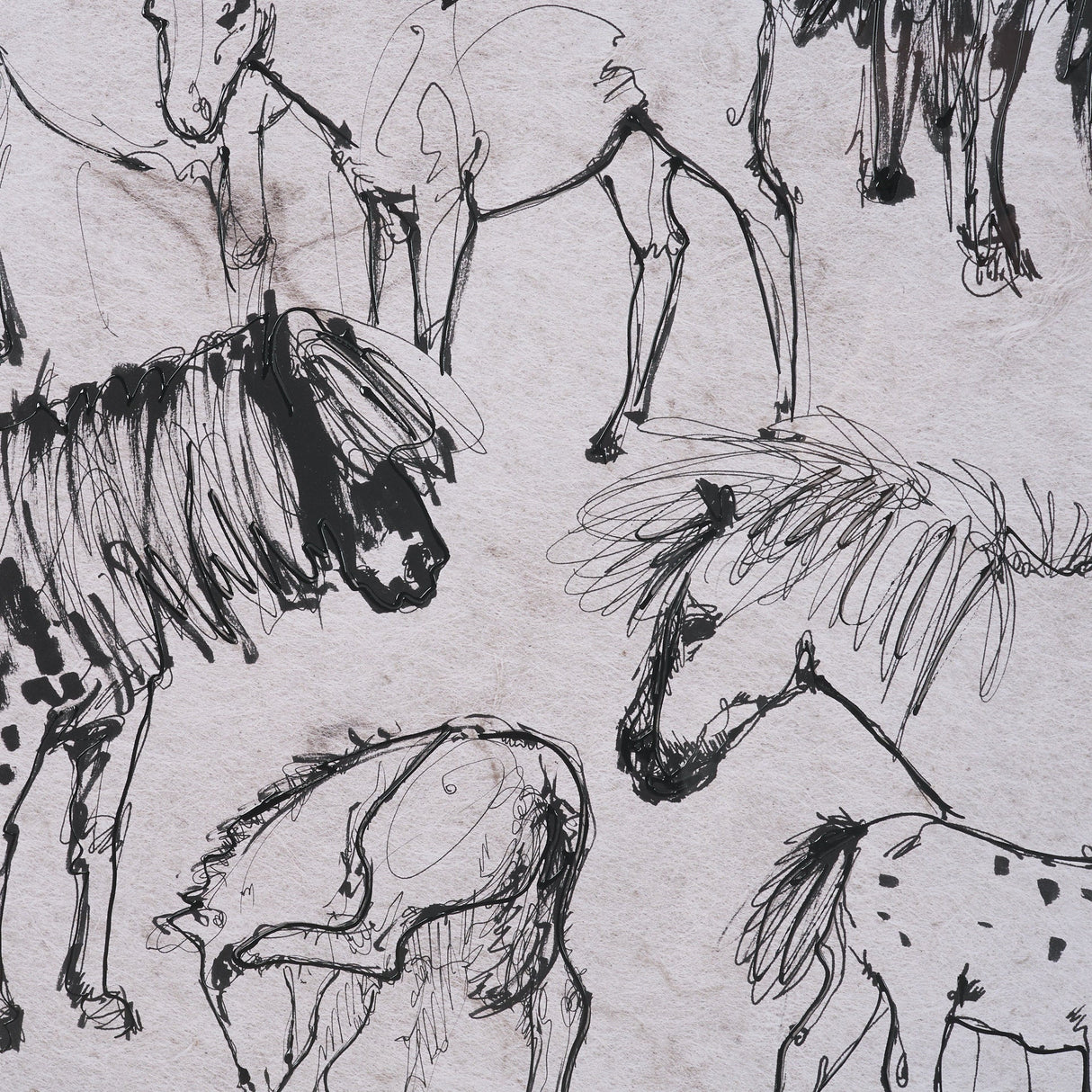 Pony Sketches I by Mercana Studio Hand-Embellished Framed Artwork Matted under Glass by Mercana at Eve Furniture