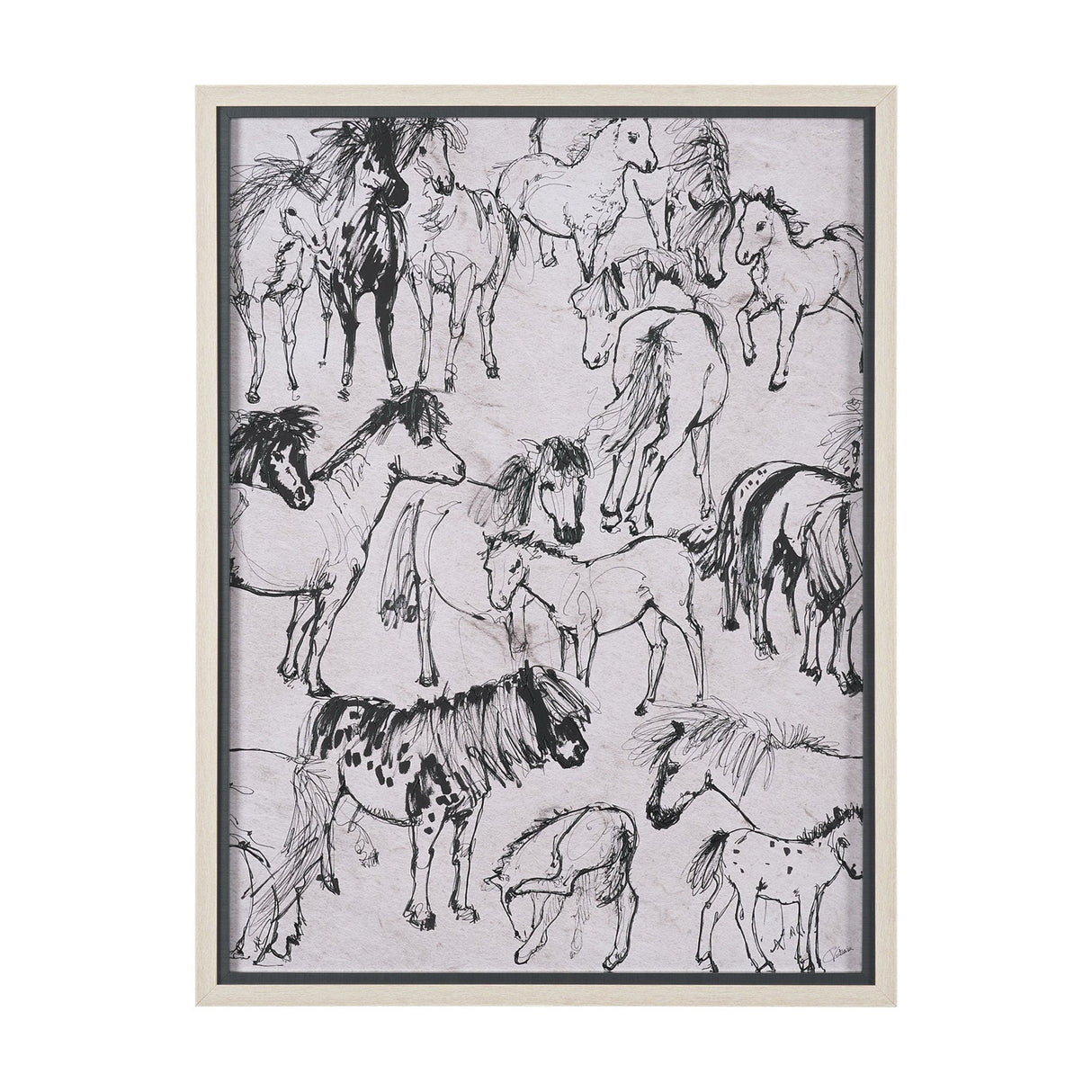 Pony Sketches I by Mercana Studio Hand-Embellished Framed Artwork Matted under Glass by Mercana at Eve Furniture