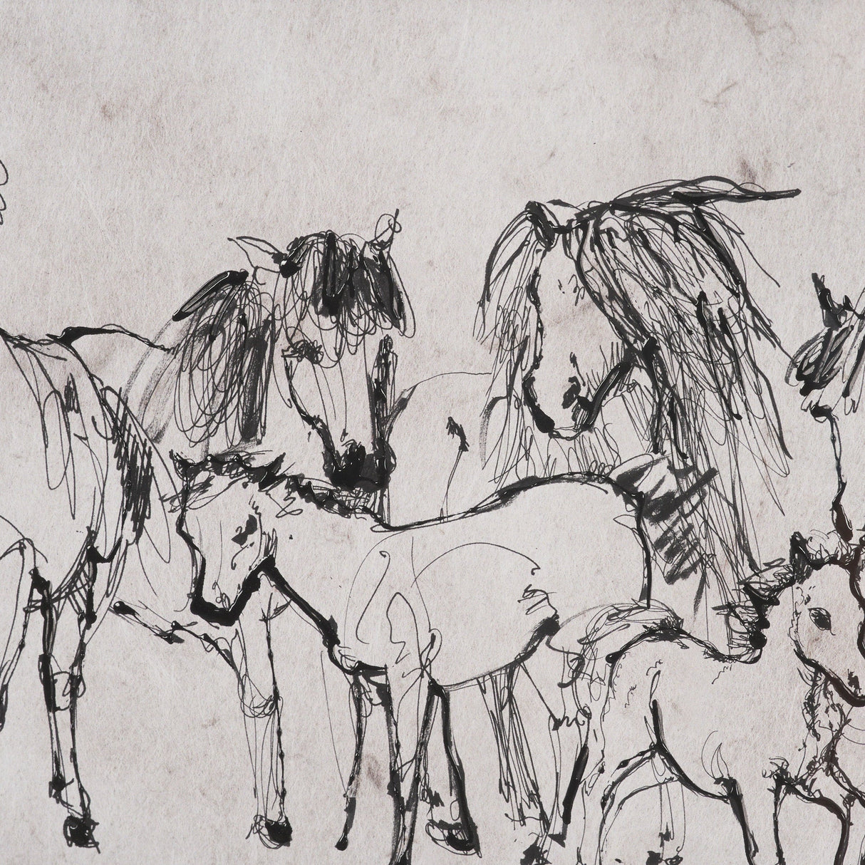 Pony Sketches II by Mercana Studio Hand-Embellished Framed Artwork Matted under Glass by Mercana at Eve Furniture