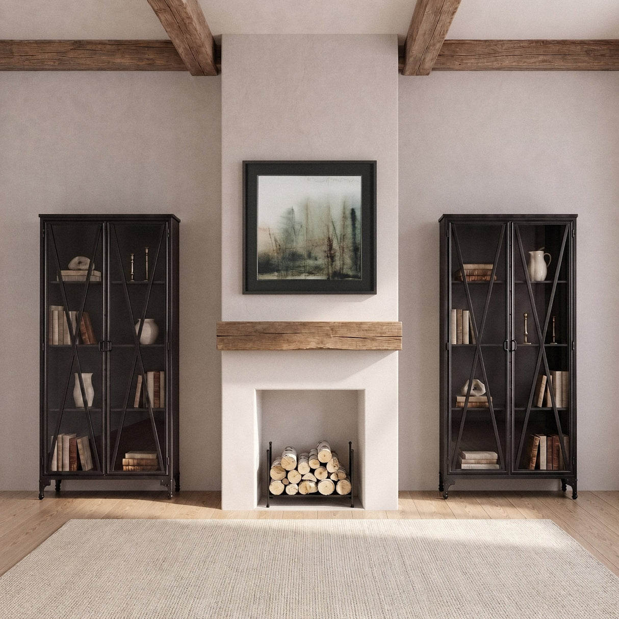 Poppy II Black Metal With Glass Door Display Cabinet by Mercana at Eve Furniture
