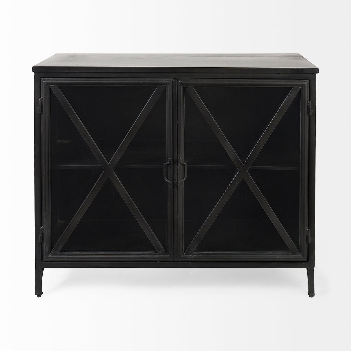 Poppy III 40L x 16W Black Metal With Glass Door Accent Cabinet by Mercana at Eve Furniture