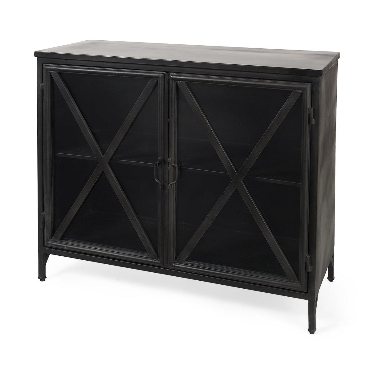 Poppy III Black Metal With Glass Door Accent Cabinet by Mercana at Eve Furniture