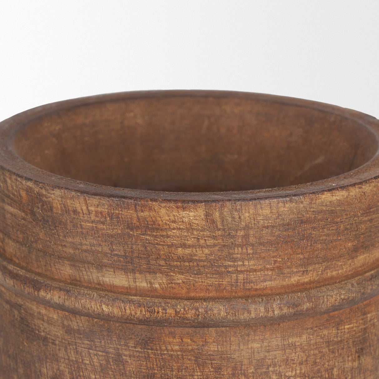 Porta Large Medium Brown Reclaimed Wooden Pot by Mercana at Eve Furniture