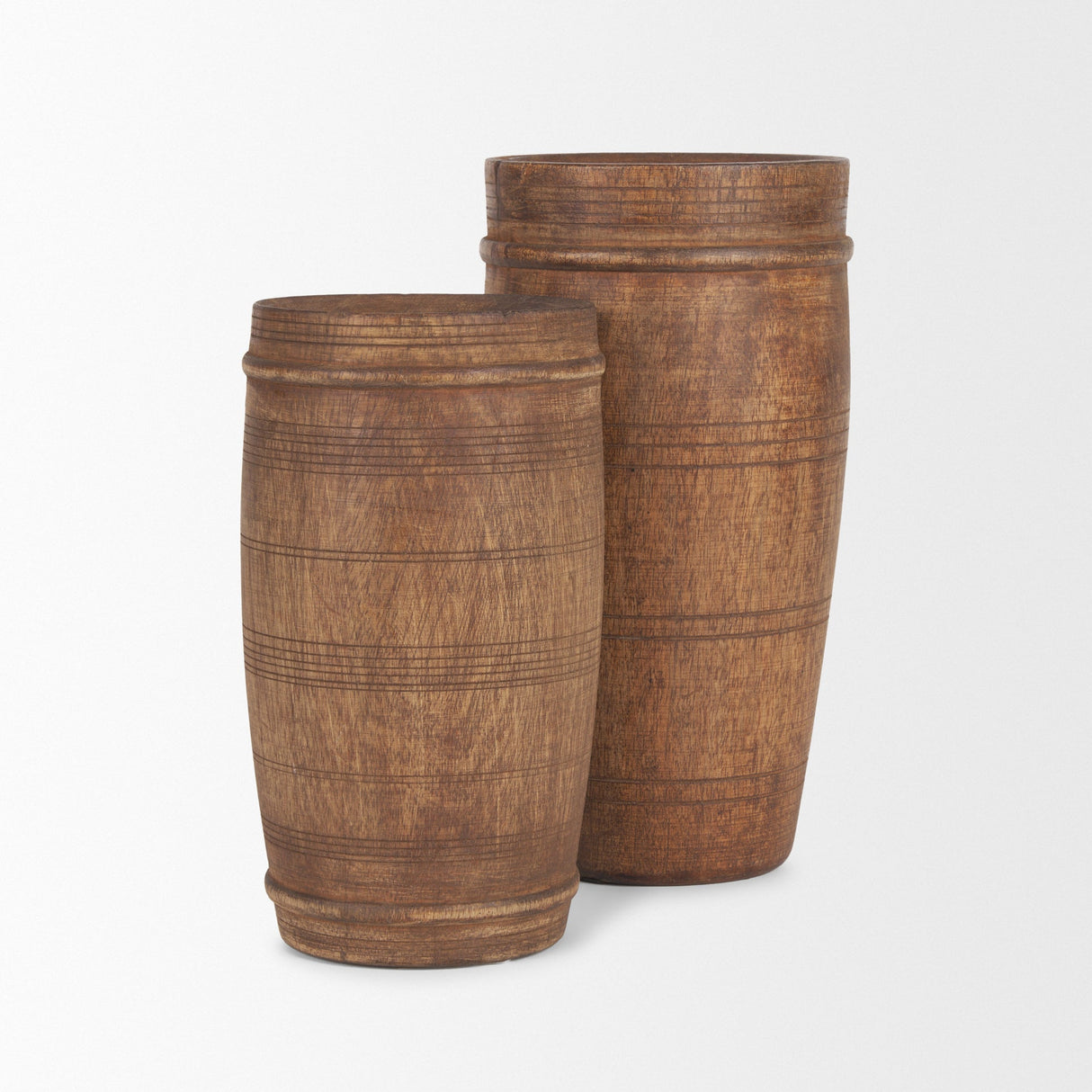 Porta Large Medium Brown Reclaimed Wooden Pot by Mercana at Eve Furniture