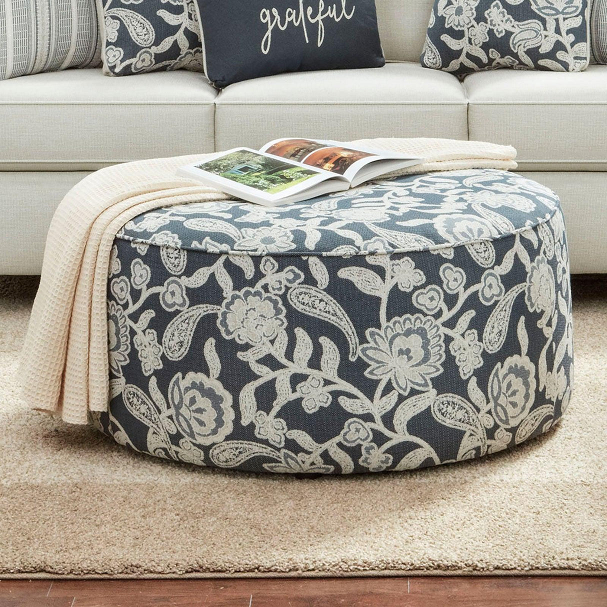 Porthcawl Floral Multi Ottoman by Furniture of America at Eve Furniture