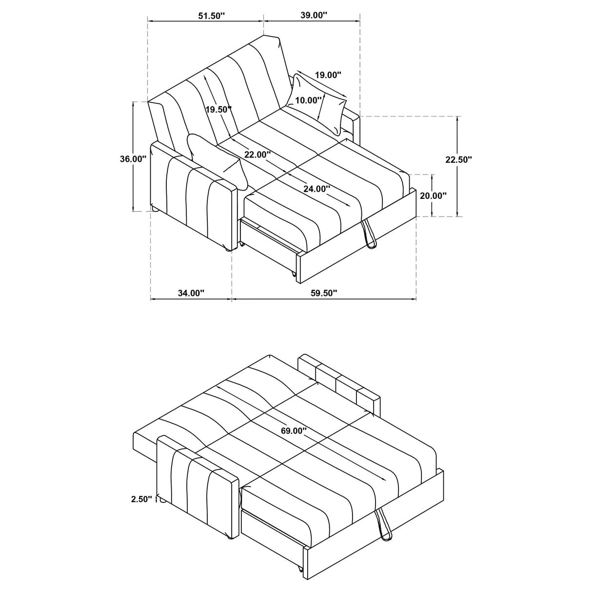 Portland Boucle Upholstered Sleeper Sofa Bed Copper by Coaster at Eve Furniture
