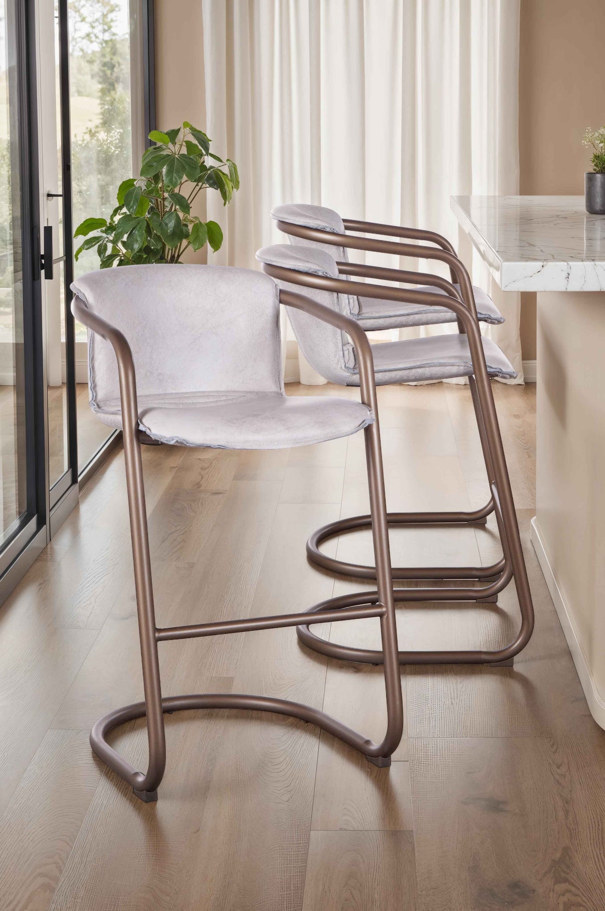 Portofino 22" Bar Chair in Vintage White Leather by Home Trends & Design at Eve Furniture