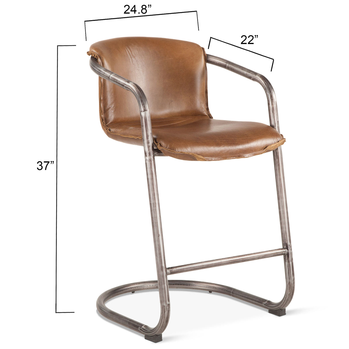 Portofino 22" Counter Chair in Berham Chestnut Top Grain Leather by Home Trends & Design at Eve Furniture