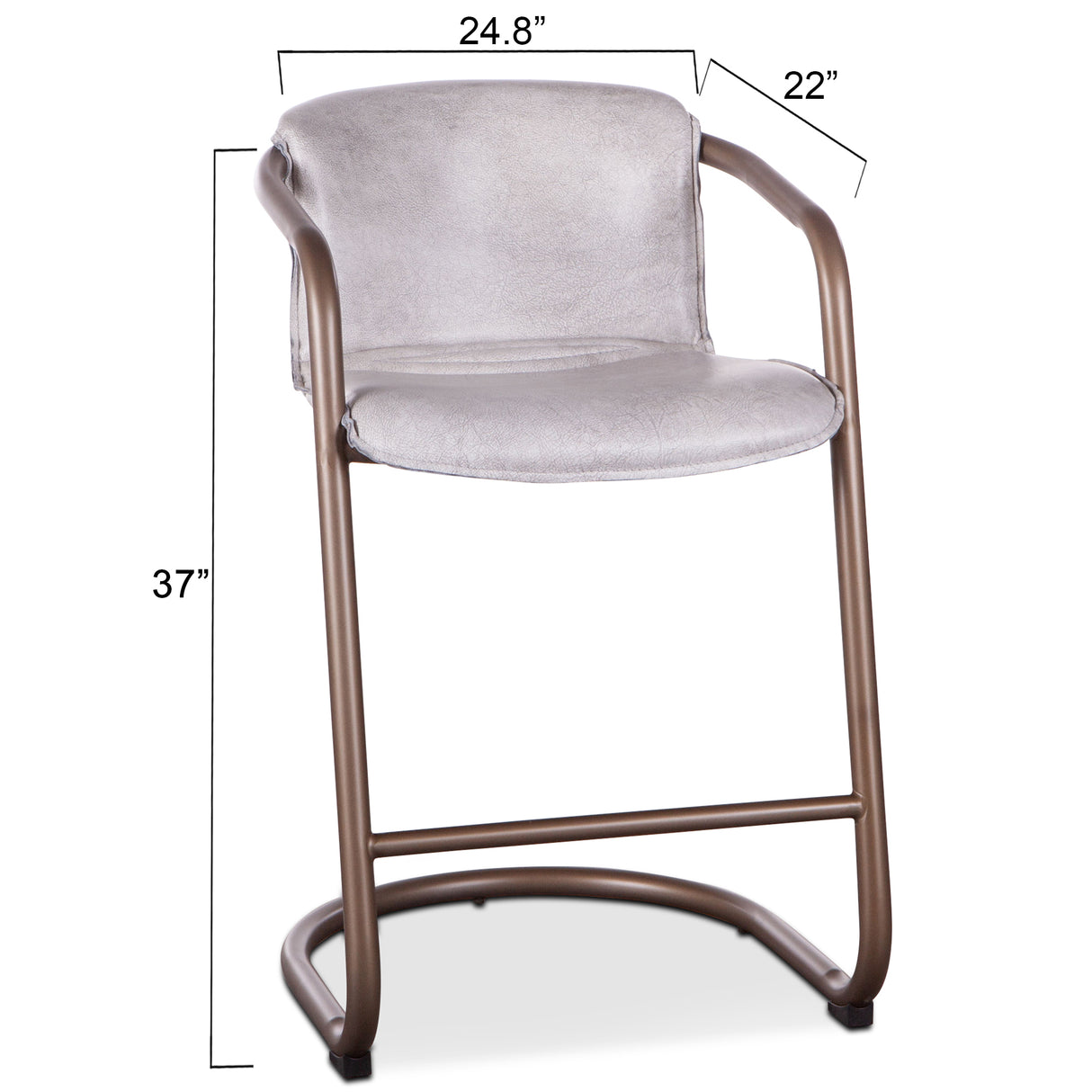 Portofino 22" Counter Chair in Vintage White Top Grain Leather by Home Trends & Design at Eve Furniture