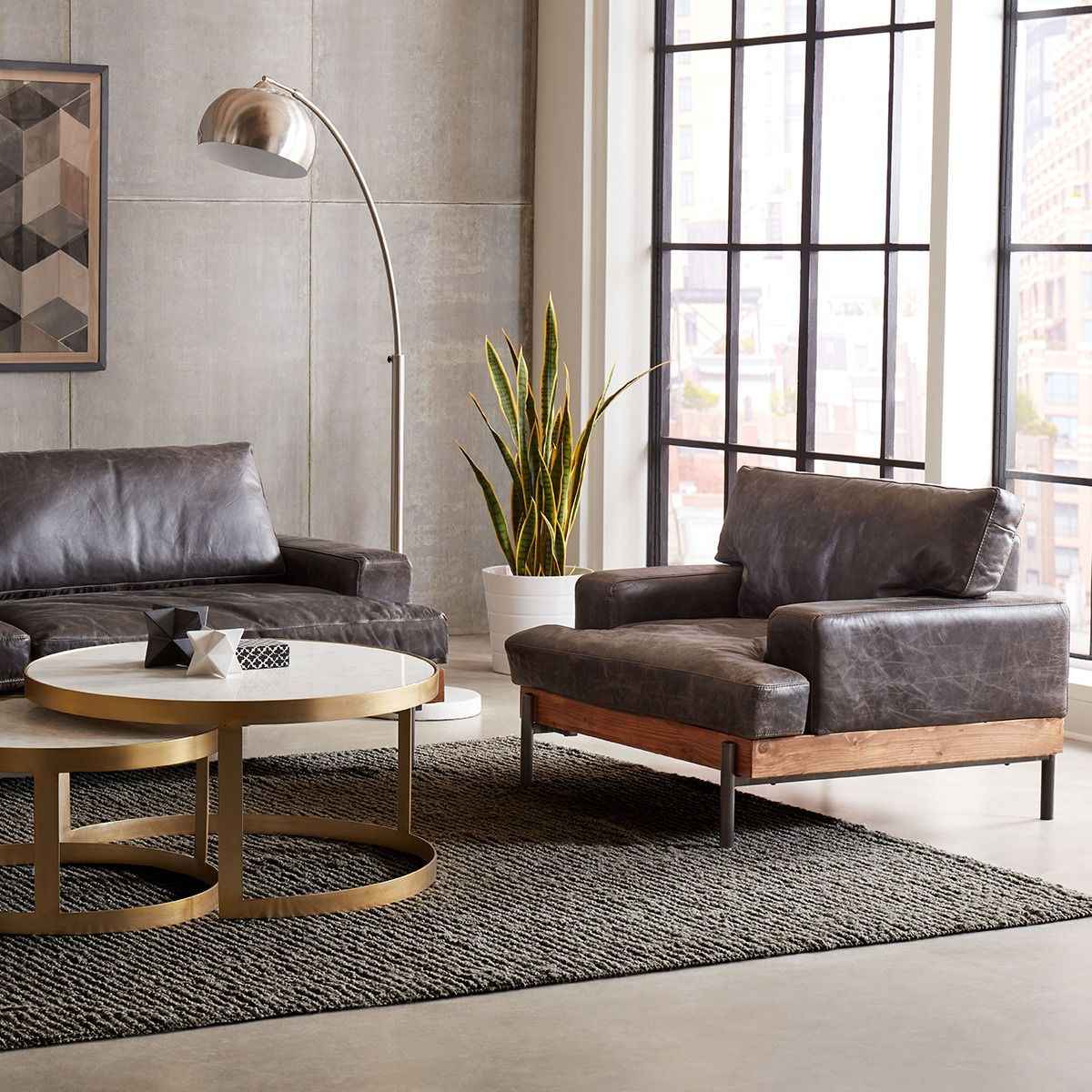 Portofino Industrial 41" Accent Chair in Morocco Black Leather by Home Trends & Design at Eve Furniture