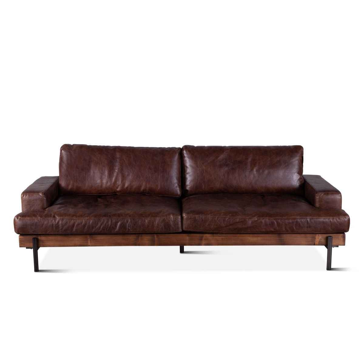 Portofino Industrial 94" Sofa in Geisha Brown Leather by Home Trends & Design at Eve Furniture