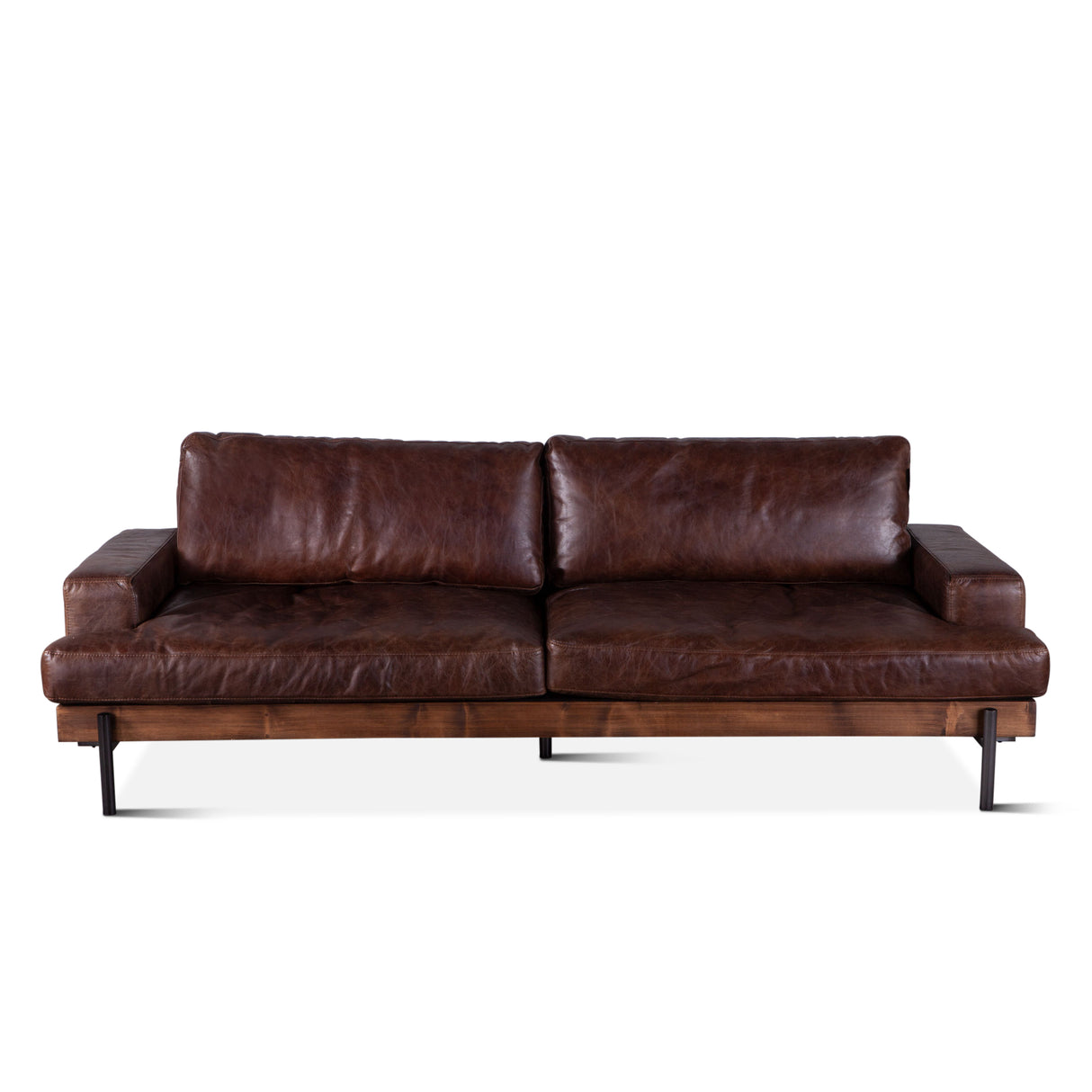 Portofino Industrial 94" Sofa in Geisha Brown Leather by Home Trends & Design at Eve Furniture