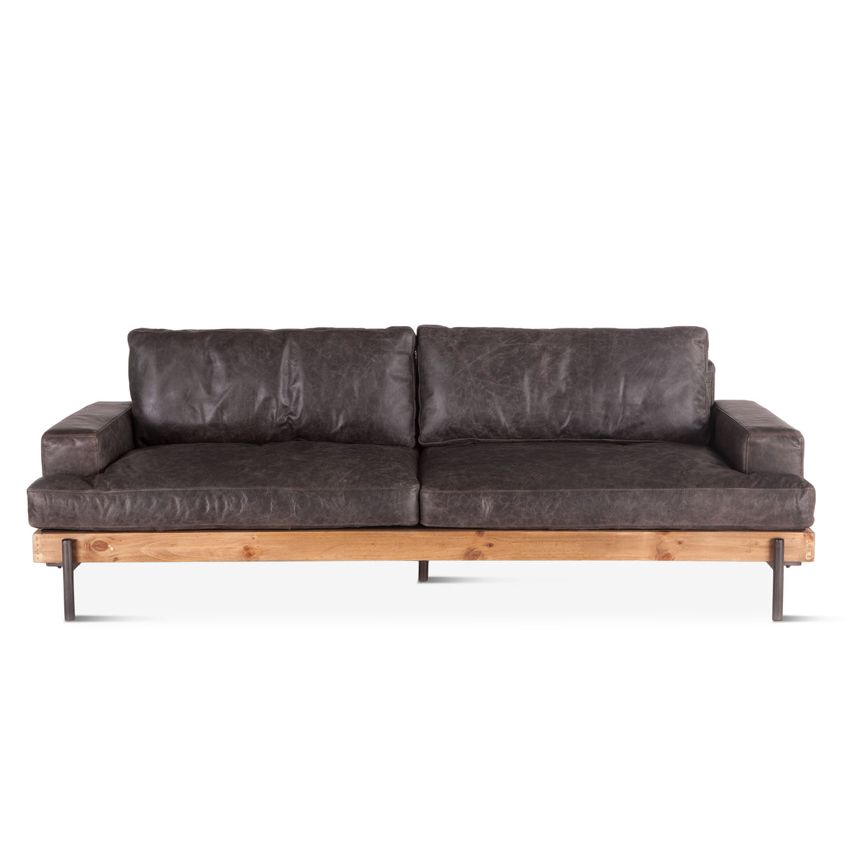 Portofino Industrial 94" Sofa in Morocco Black Leather by Home Trends & Design at Eve Furniture