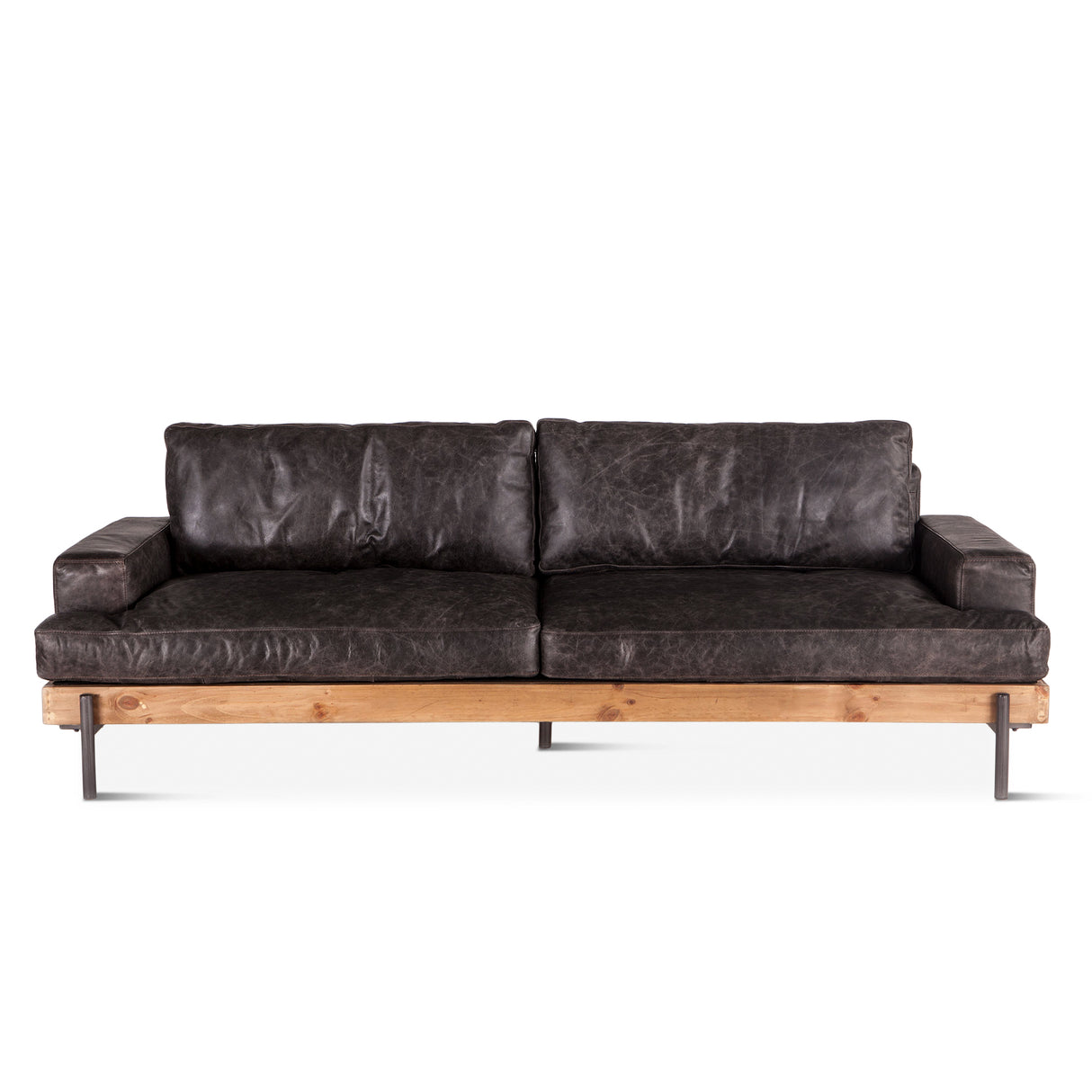 Portofino Industrial 94" Sofa in Morocco Black Leather by Home Trends & Design at Eve Furniture