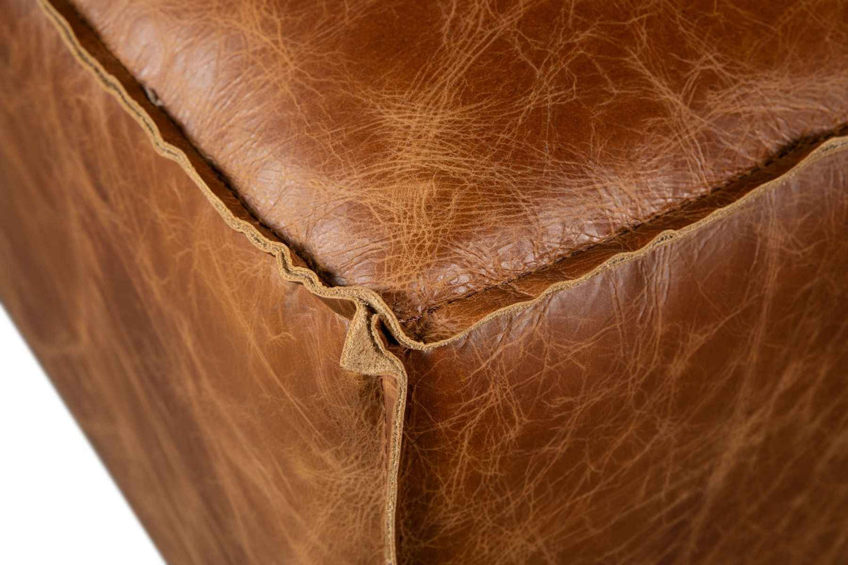 Portofino Loft Sectional Ottoman in Cocoa Brown Leather by Home Trends & Design at Eve Furniture