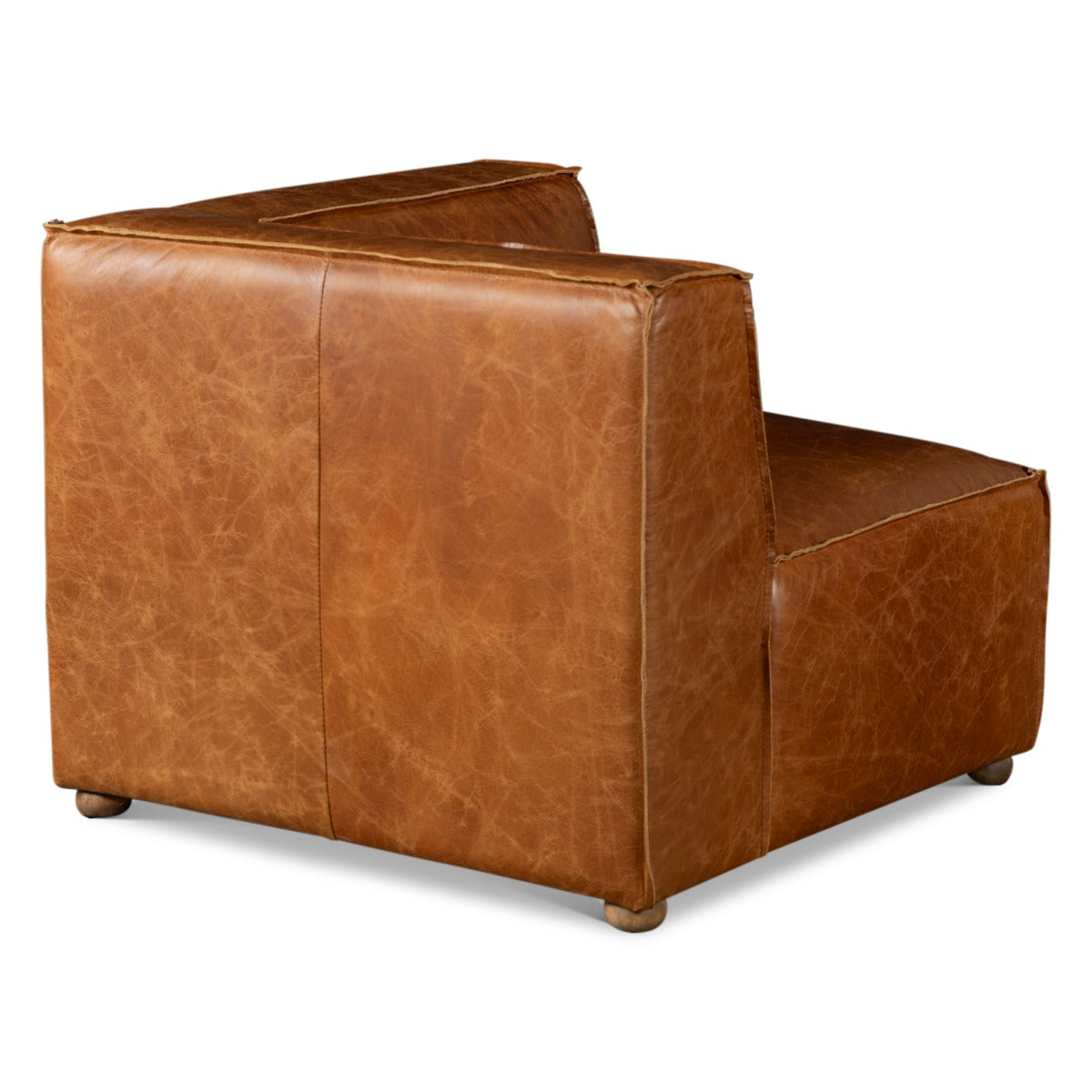 Portofino Loft Three Piece Sectional Sofa in Cocoa Brown Leather by Home Trends & Design at Eve Furniture