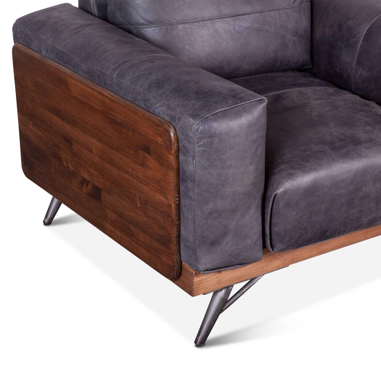 Portofino Mid Century 37" Accent Chair in Antique Ebony Leather by Home Trends & Design at Eve Furniture