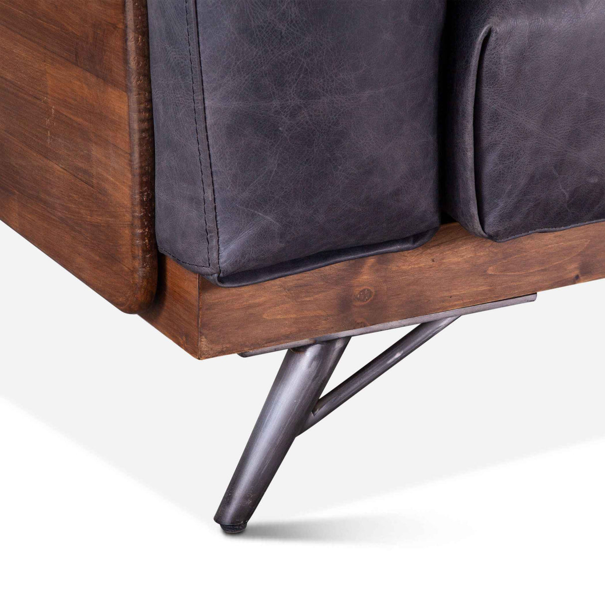 Portofino Mid Century 95" Sofa in Antique Ebony Leather by Home Trends & Design at Eve Furniture