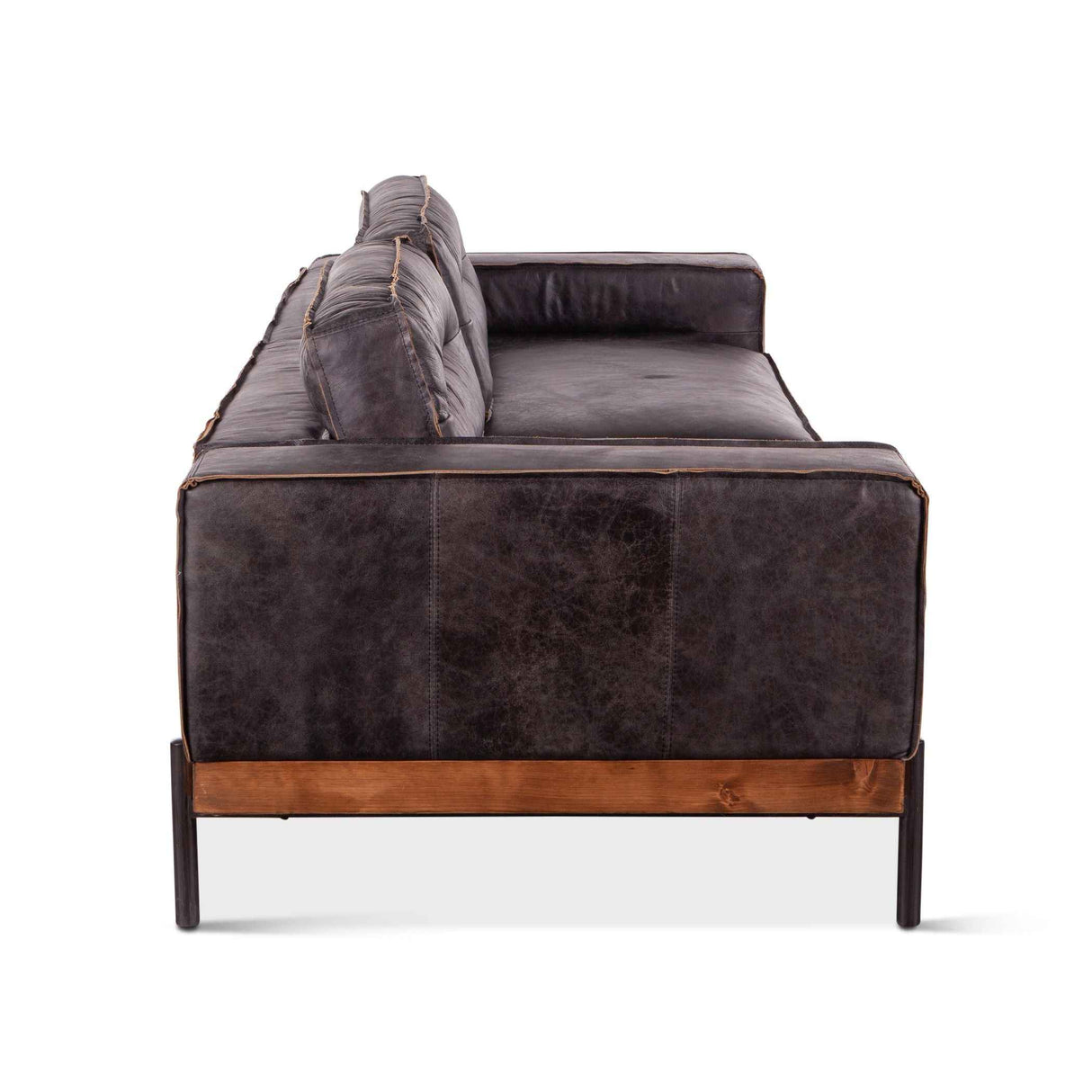 Portofino Modern 95" Sofa in Antique Ebony Leather by Home Trends & Design at Eve Furniture