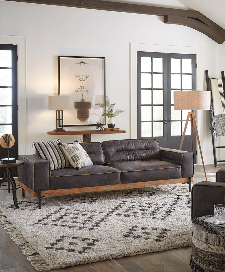 Portofino Modern 95" Sofa in Antique Ebony Leather by Home Trends & Design at Eve Furniture