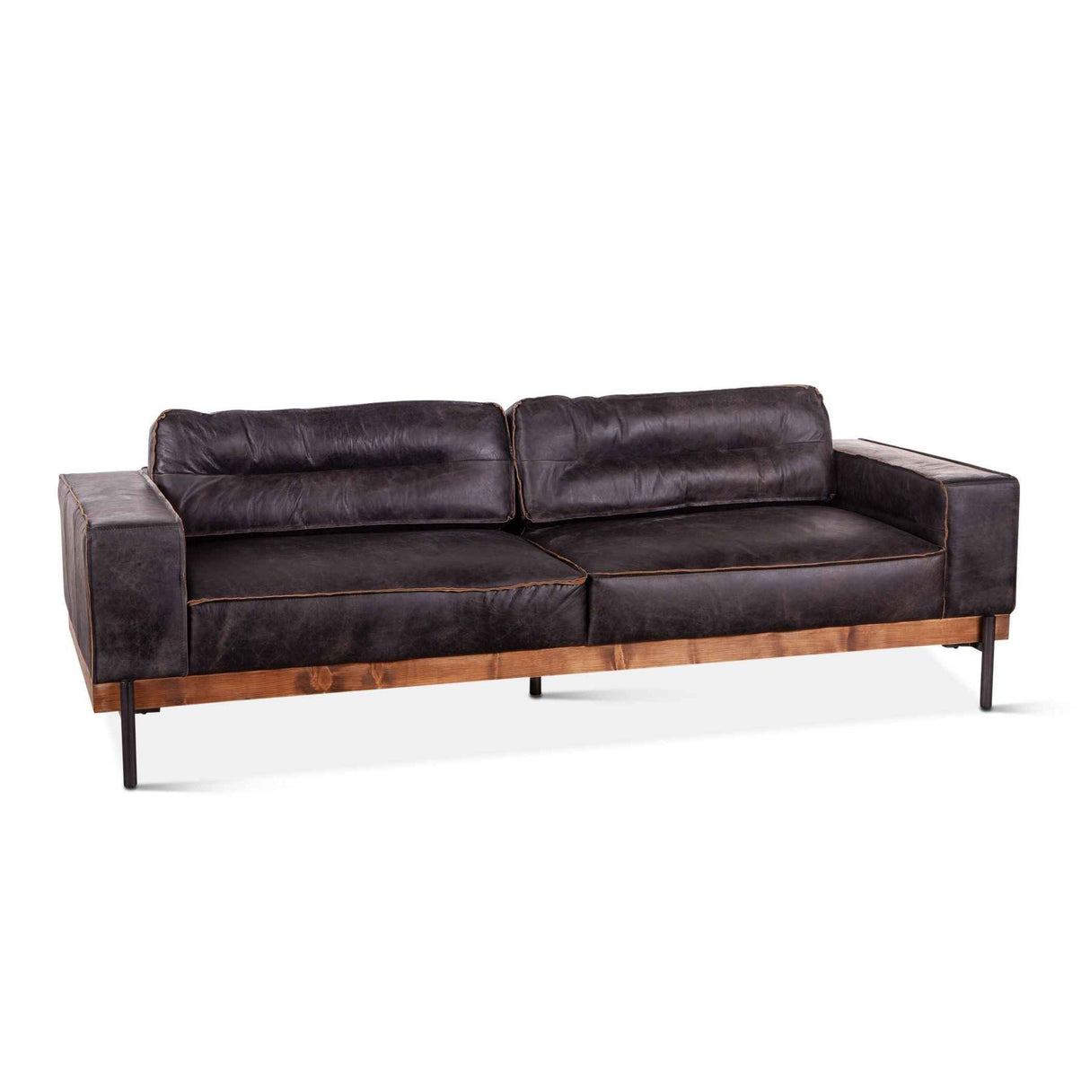 Portofino Modern 95" Sofa in Antique Ebony Leather by Home Trends & Design at Eve Furniture