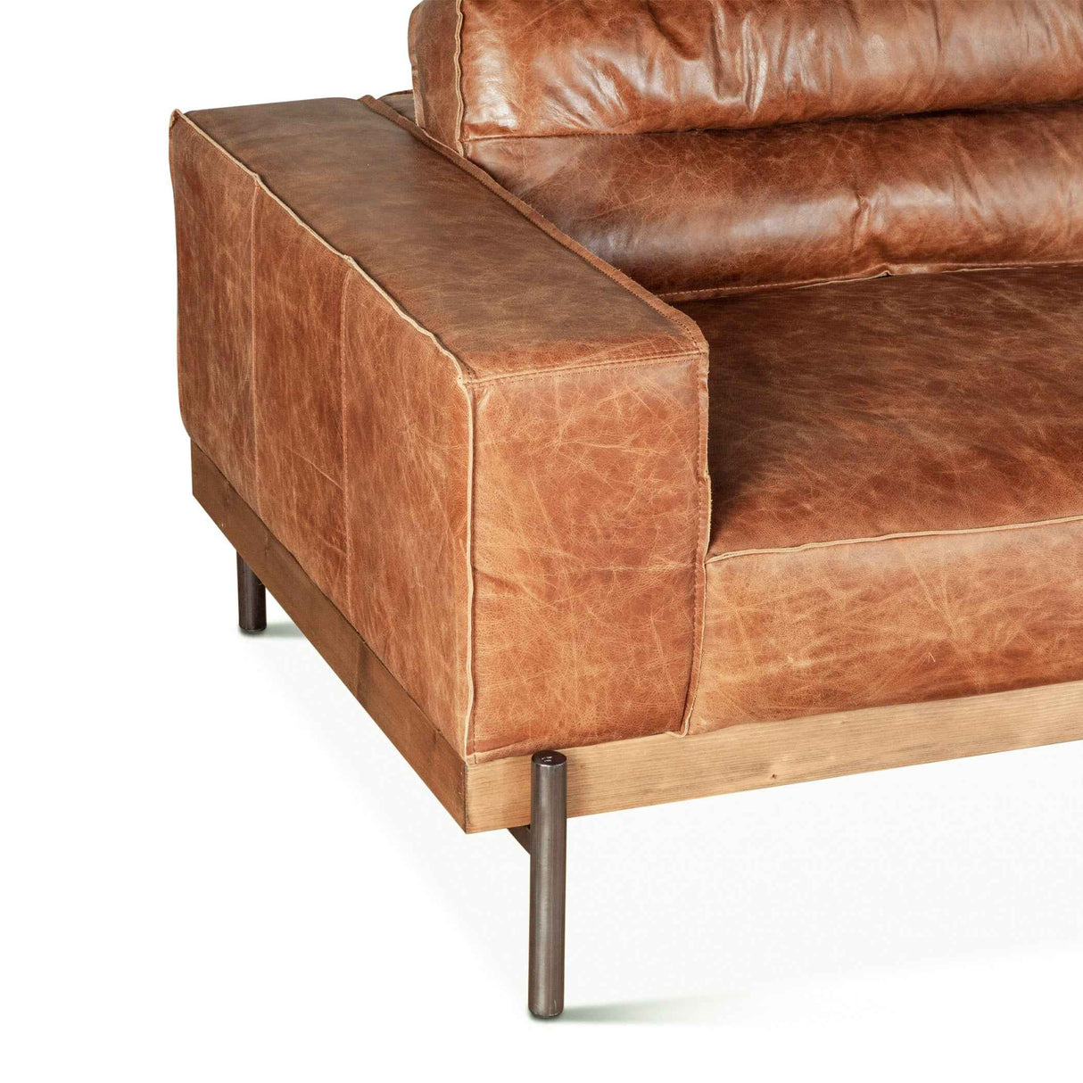 Portofino Modern 95" Sofa in Cocoa Brown Leather by Home Trends & Design at Eve Furniture