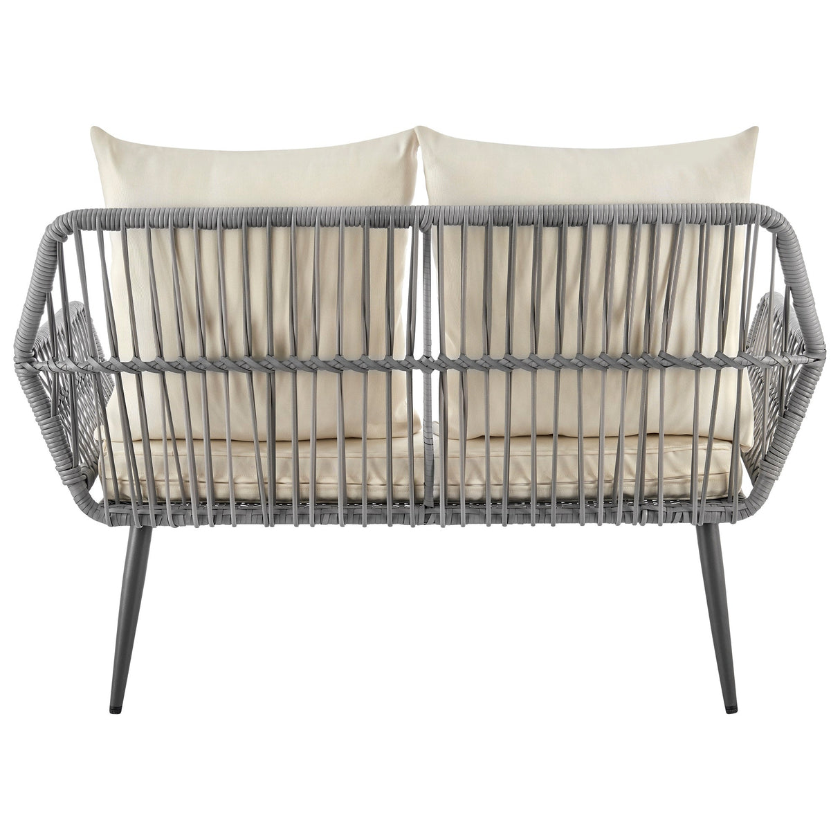 Portofino Patio 4-Person Conversation Set with Coffee Table with Cream Cushions by Manhattan Comfort at Eve Furniture
