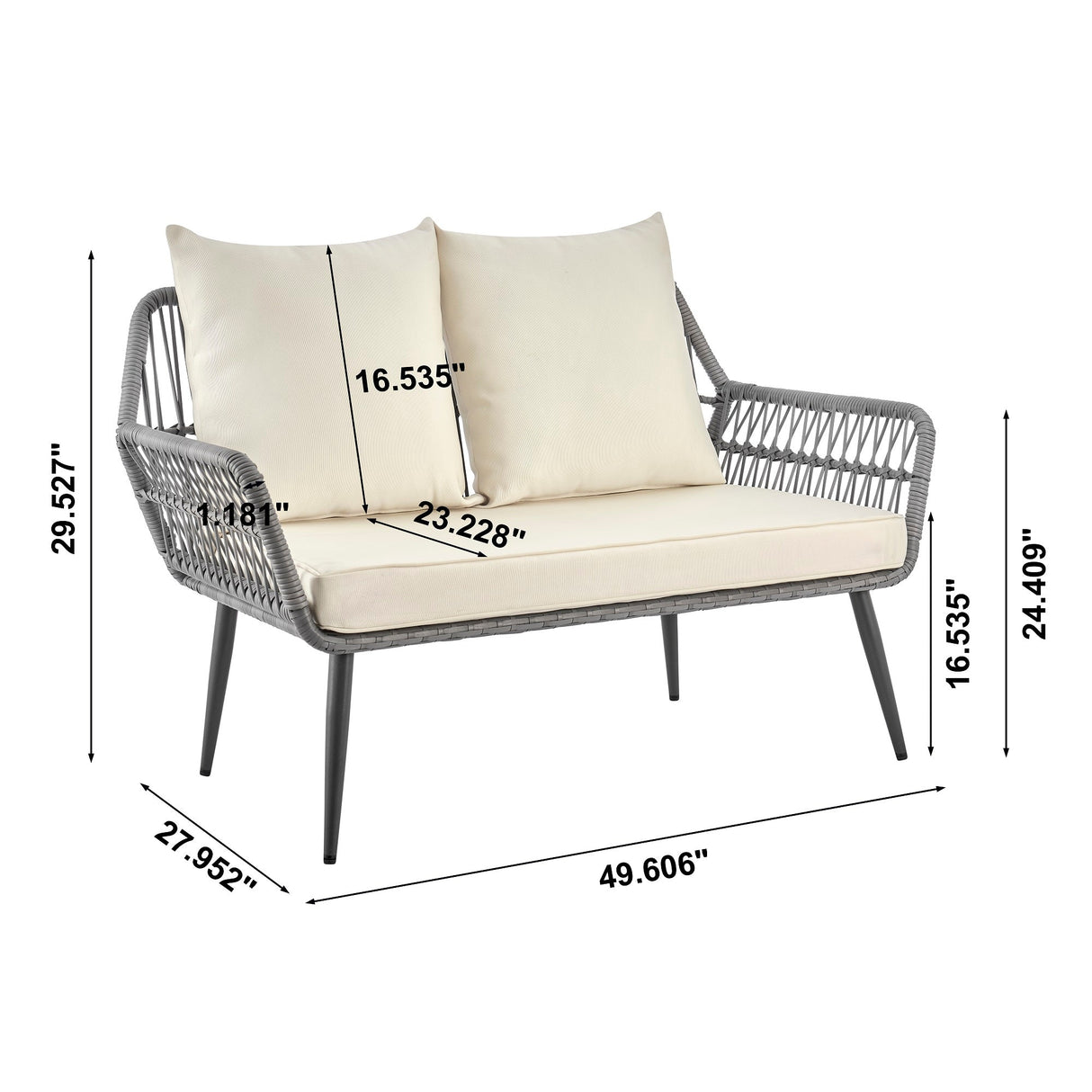 Portofino Patio 4-Person Conversation Set with Coffee Table with Cream Cushions by Manhattan Comfort at Eve Furniture
