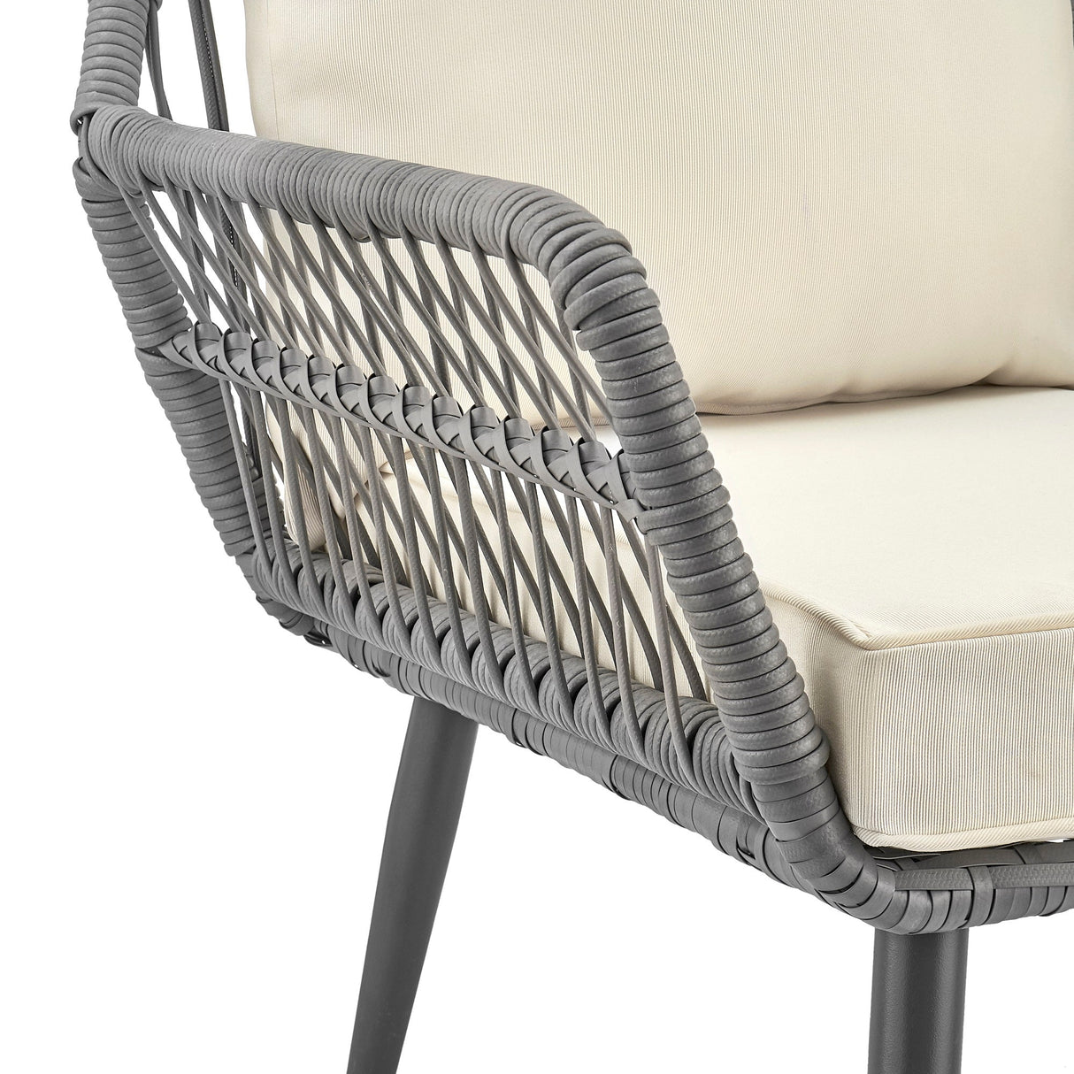 Portofino Patio 4-Person Conversation Set with Coffee Table with Cream Cushions by Manhattan Comfort at Eve Furniture