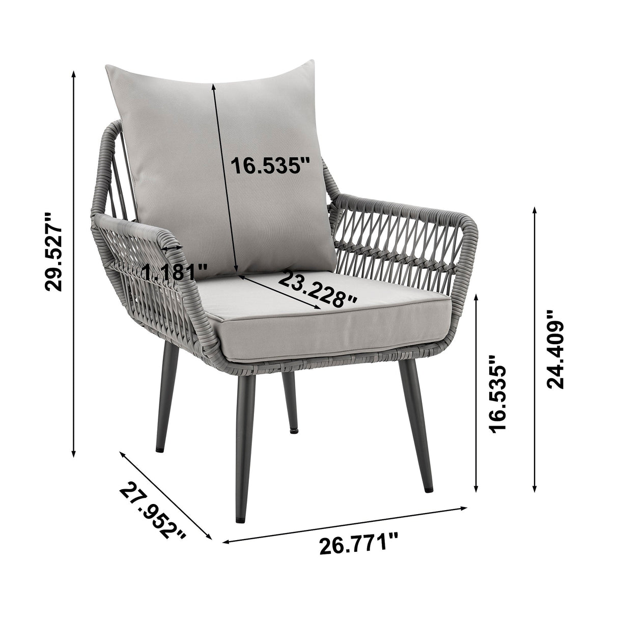 Portofino Patio 4-Person Conversation Set with Coffee Table with Grey Cushions by Manhattan Comfort at Eve Furniture