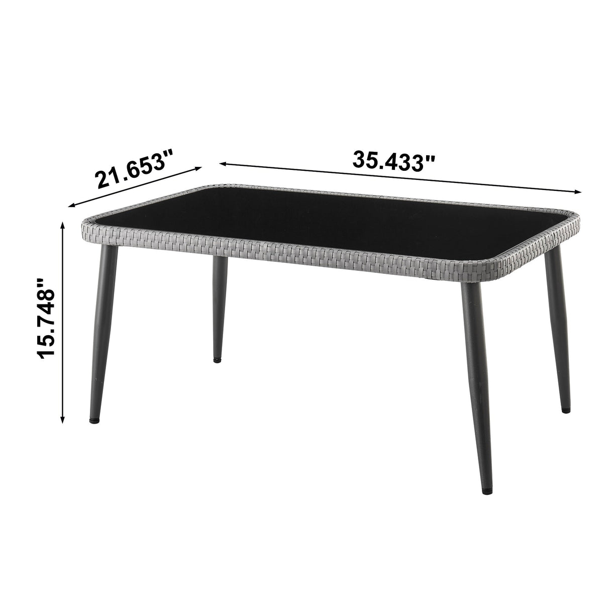 Portofino Patio 4-Person Conversation Set with Coffee Table with Grey Cushions by Manhattan Comfort at Eve Furniture