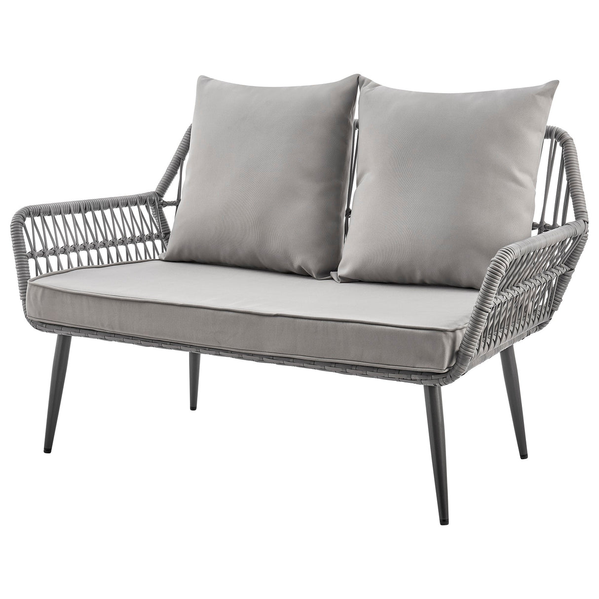 Portofino Patio 4-Person Conversation Set with Coffee Table with Grey Cushions by Manhattan Comfort at Eve Furniture