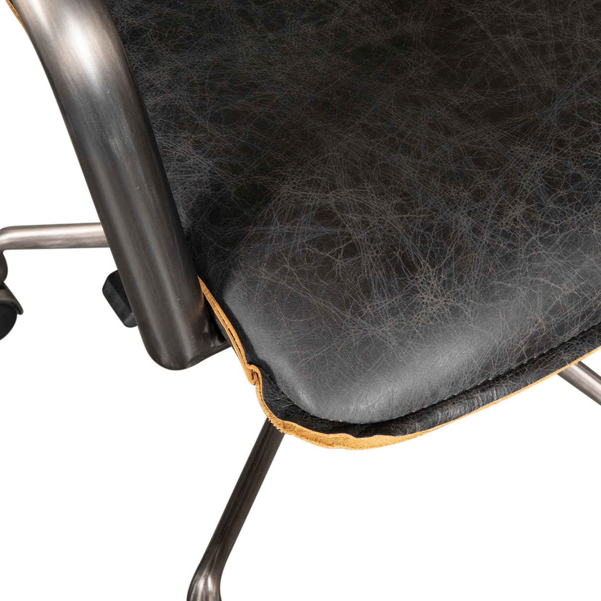 Portofino Swivel Office Chair in Antique Ebony Leather and Antique Zinc by Home Trends & Design at Eve Furniture