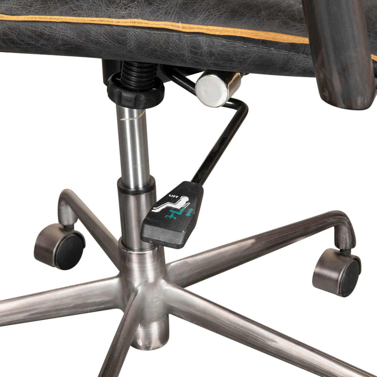 Portofino Swivel Office Chair in Antique Ebony Leather and Antique Zinc by Home Trends & Design at Eve Furniture