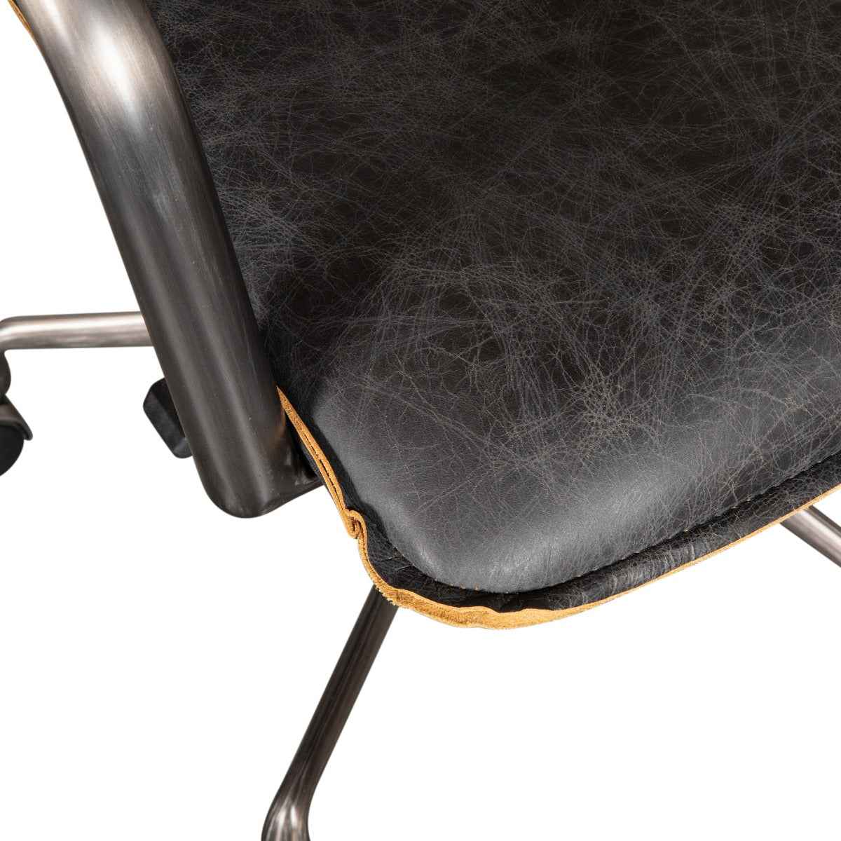Portofino Swivel Office Chair in Antique Ebony Leather and Antique Zinc by Home Trends & Design at Eve Furniture